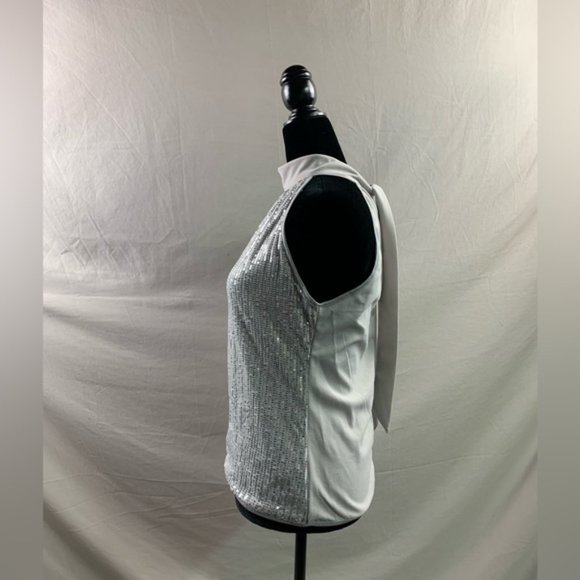 Silver Tie Back Sequin Halter Top - Picture 8 of 9